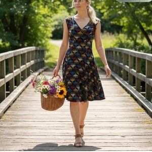 Effie's Heart Coneflower Print Radiance Sleeveless Dress - Size large